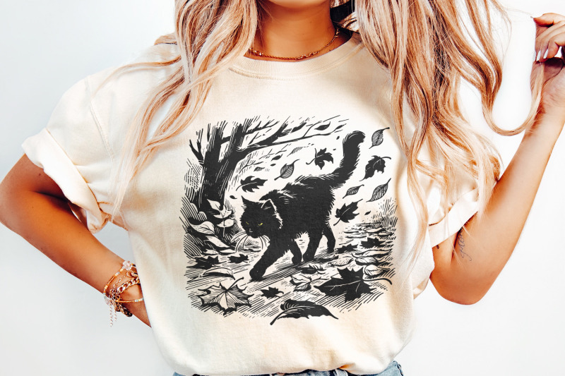 black-cat-png-halloween-cat-shirt-spooky-season-png-retro-halloween