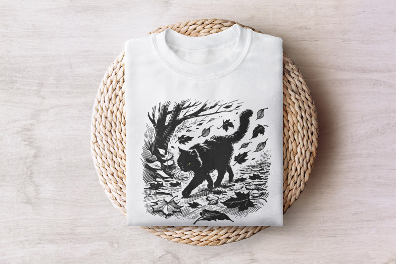black-cat-png-halloween-cat-shirt-spooky-season-png-retro-halloween
