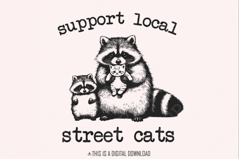 support-your-local-street-cats-funny-raccoon-png-opossum-png-vintag