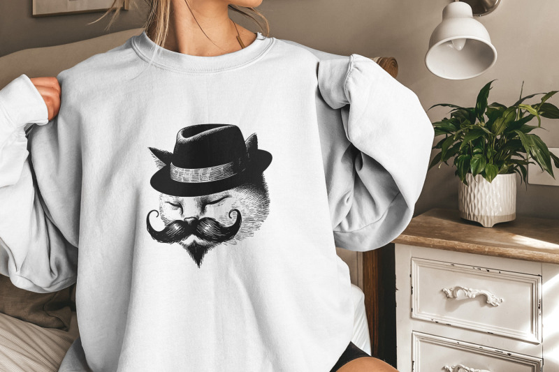 cute-vintage-gentleman-cat-handdrawn-style-cat-instant-download-cut