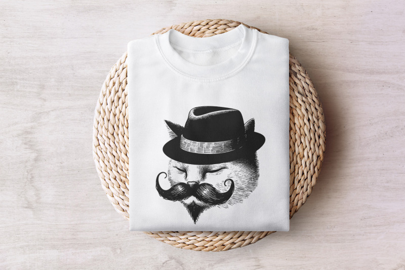 cute-vintage-gentleman-cat-handdrawn-style-cat-instant-download-cut