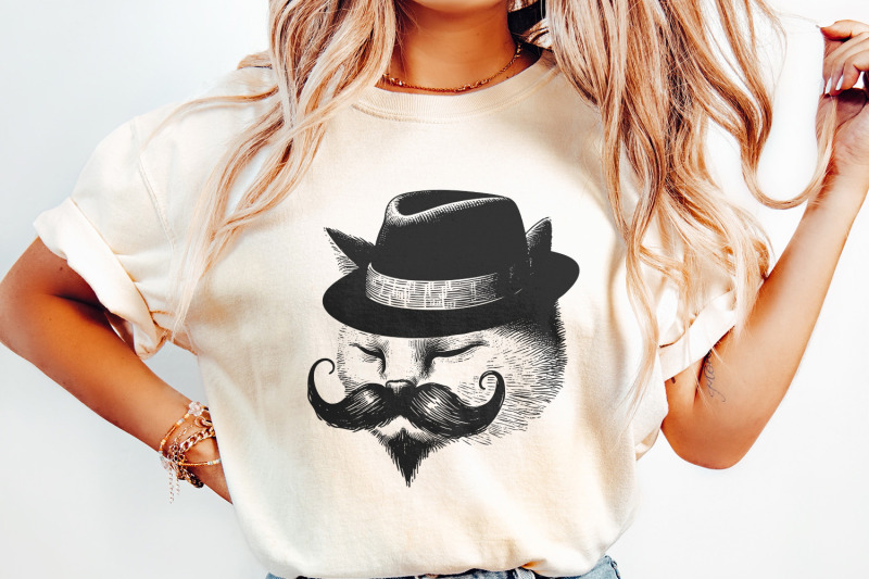 cute-vintage-gentleman-cat-handdrawn-style-cat-instant-download-cut