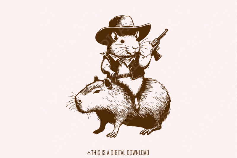 funny-rat-riding-capybara-draw-vintage-animals-png-cute-capybara-png