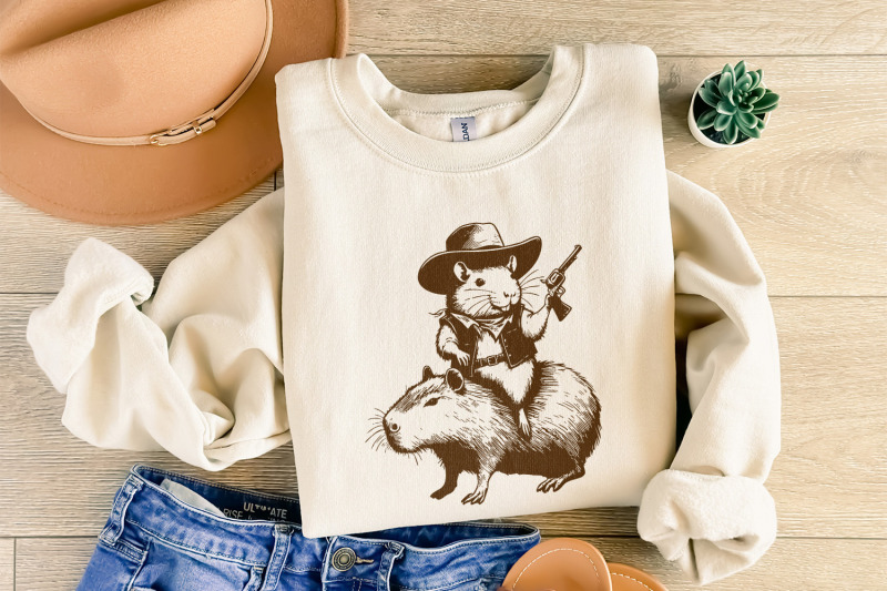 funny-rat-riding-capybara-draw-vintage-animals-png-cute-capybara-png