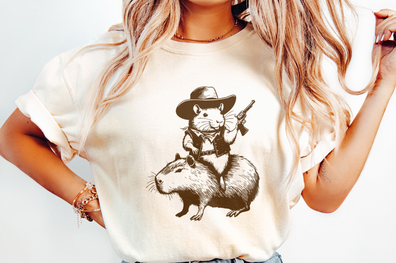 funny-rat-riding-capybara-draw-vintage-animals-png-cute-capybara-png