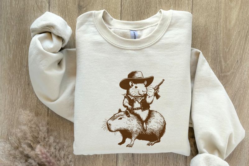 funny-rat-riding-capybara-draw-vintage-animals-png-cute-capybara-png