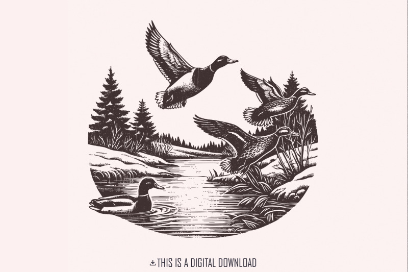 vintage-duck-png-mallard-duck-clipart-wild-duck-sublimation-flying