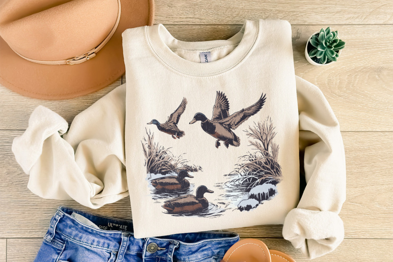 vintage-duck-png-mallard-duck-clipart-wild-duck-sublimation-flying