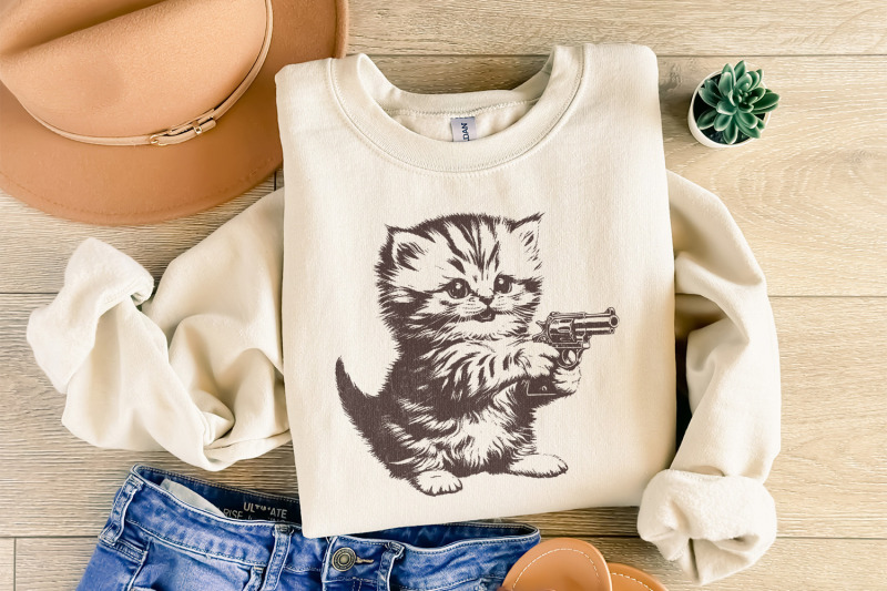 killer-kitten-png-file-for-print-western-style-cute-cat-with-gun-t-sh