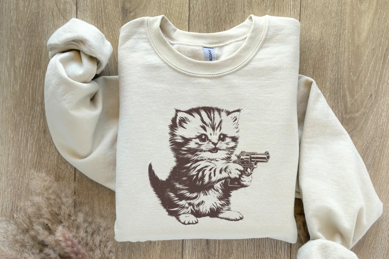 killer-kitten-png-file-for-print-western-style-cute-cat-with-gun-t-sh