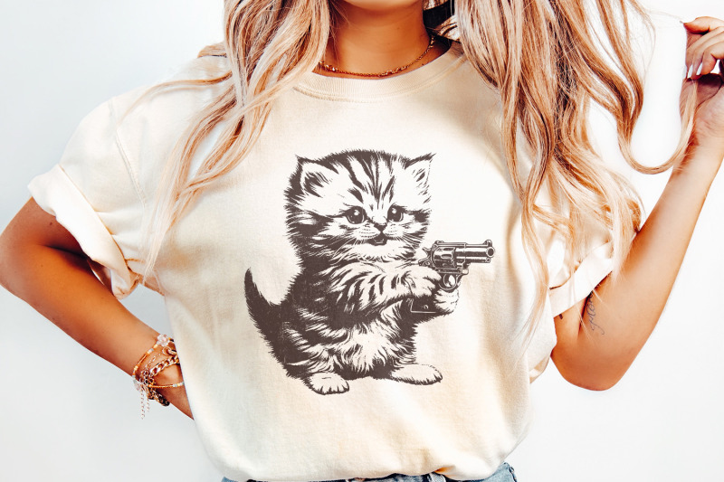 killer-kitten-png-file-for-print-western-style-cute-cat-with-gun-t-sh