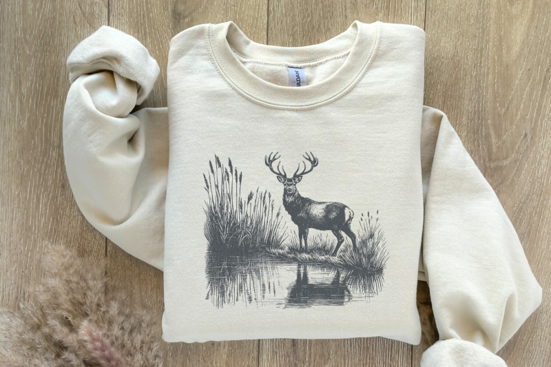 deer-png-design-hunting-png-vintage-deer-art-nature-camping-wildlif