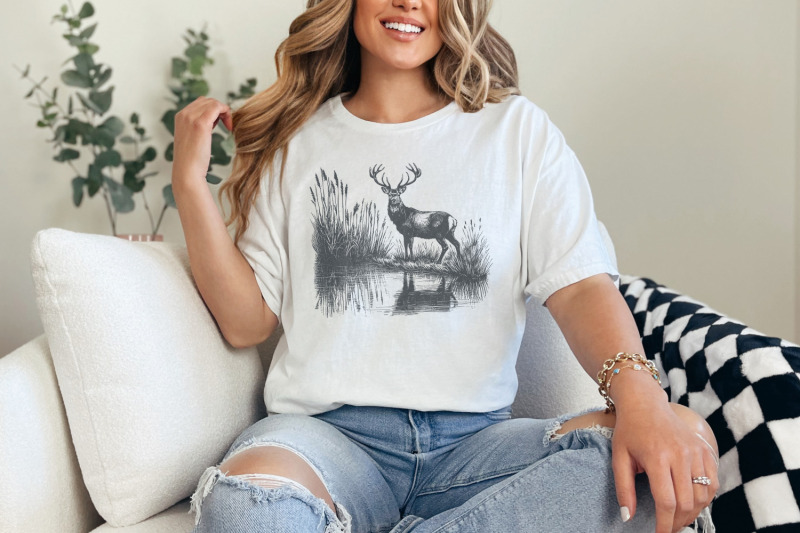 deer-png-design-hunting-png-vintage-deer-art-nature-camping-wildlif