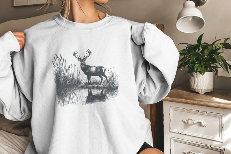 deer-png-design-hunting-png-vintage-deer-art-nature-camping-wildlif