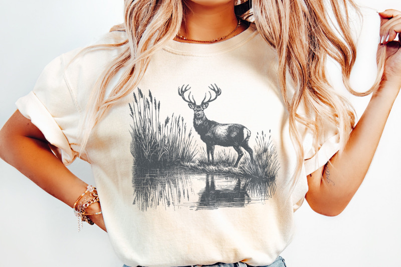 deer-png-design-hunting-png-vintage-deer-art-nature-camping-wildlif