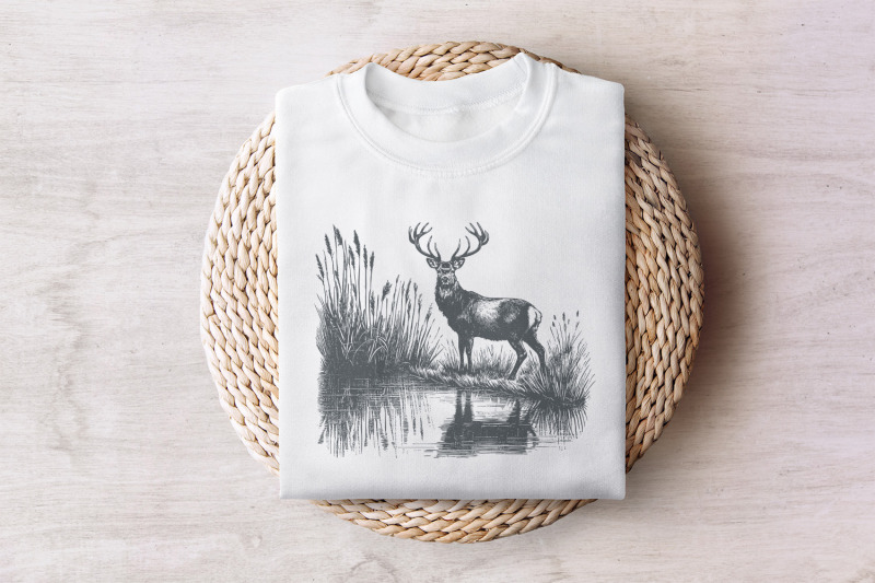 deer-png-design-hunting-png-vintage-deer-art-nature-camping-wildlif
