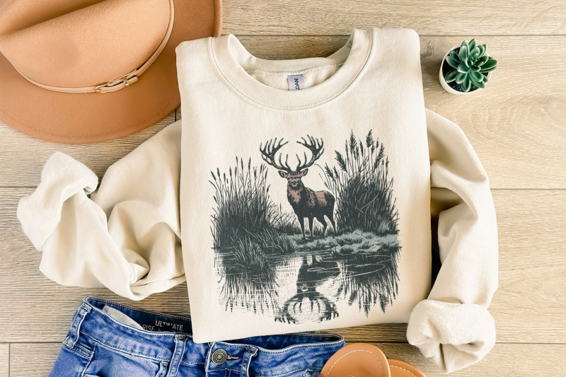 deer-sublimation-design-hunting-png-vintage-deer-art-nature-camping