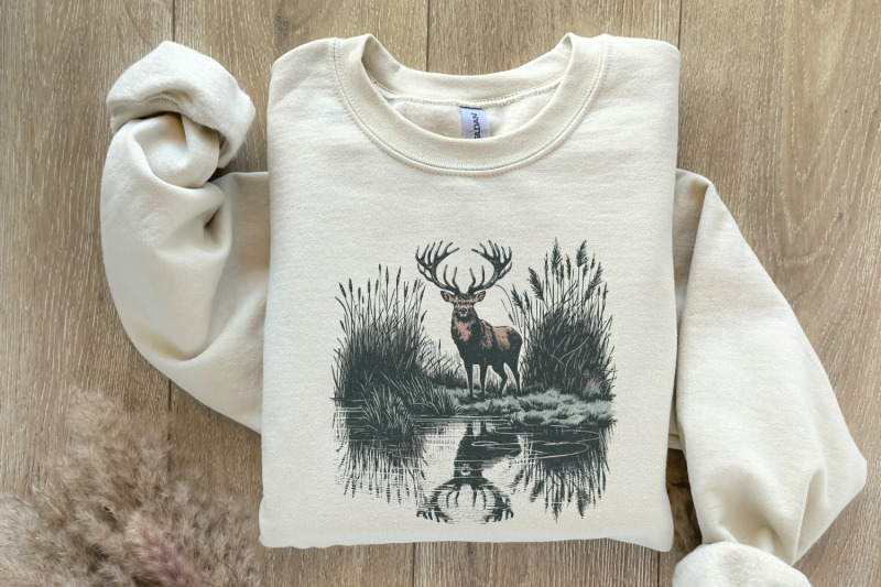 deer-sublimation-design-hunting-png-vintage-deer-art-nature-camping