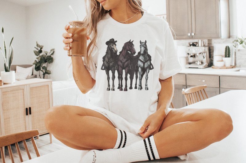 western-horse-png-western-sublimation-cowboy-christmas-horse-lover
