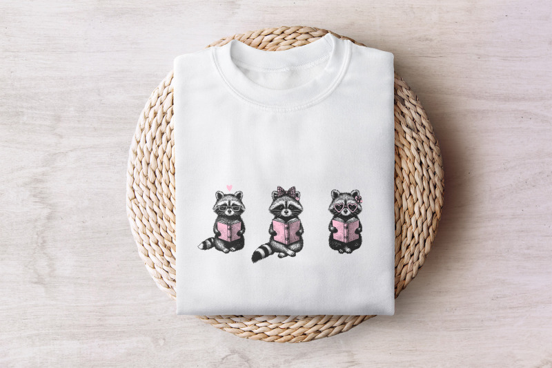book-lover-png-reading-raccoon-png-funny-bookish-png-retro-reading