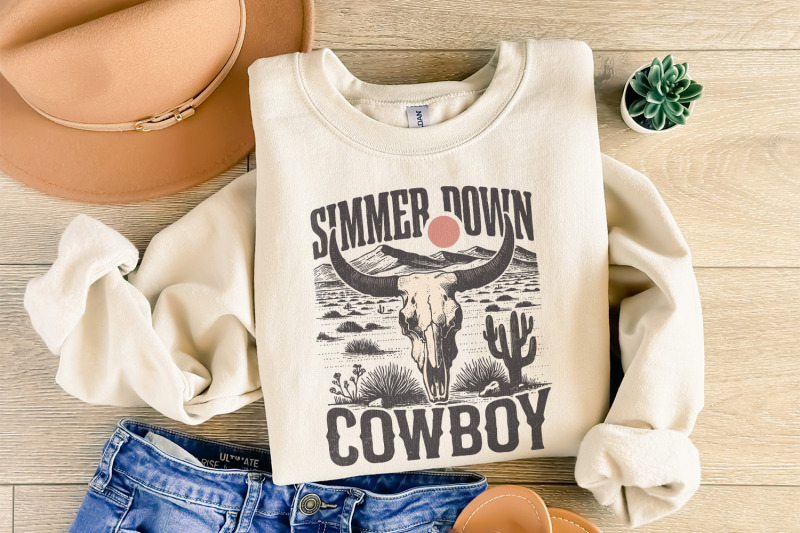 simmer-down-cowboy-png-retro-western-png-vintage-sublimation-design