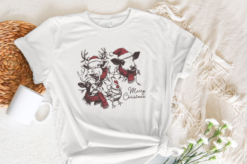 cute-christmas-farm-animals-png-retro-farm-xmas-clipart-highland-cow