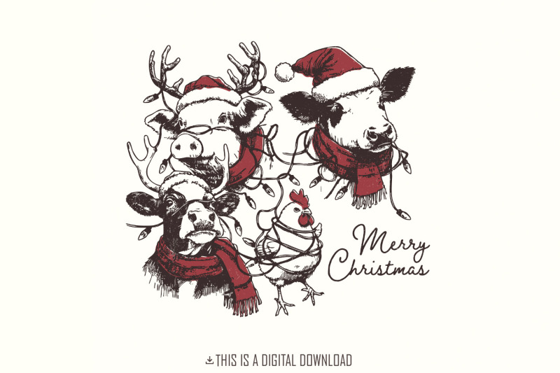 cute-christmas-farm-animals-png-retro-farm-xmas-clipart-highland-cow