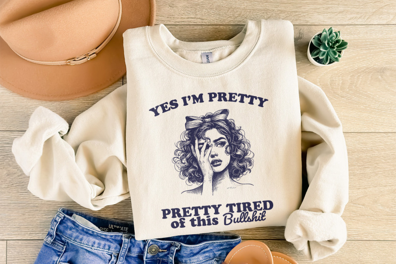 pretty-tired-of-this-bs-png-trendy-sarcastic-aesthetic-design-funny