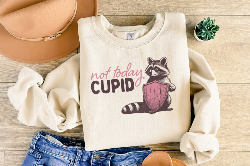 not-today-cupid-png-funny-feral-raccoon-valentines-day-png-retro-val