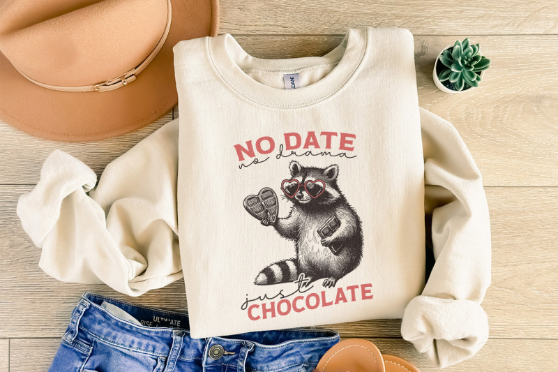 no-date-just-chocolate-png-raccoon-valentine-sublimation-single-vale