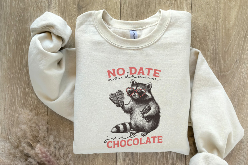 no-date-just-chocolate-png-raccoon-valentine-sublimation-single-vale