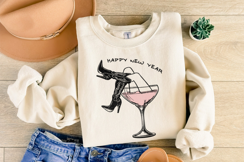 happy-new-year-png-cowgirl-new-year-png-groovy-disco-ball-png-weste