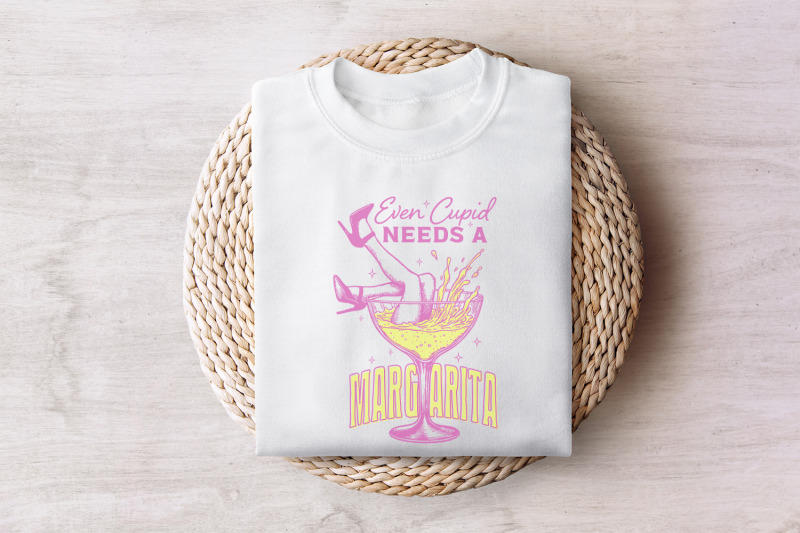 even-cupid-needs-a-margarita-png-retro-valentine-png-disco-ball-png