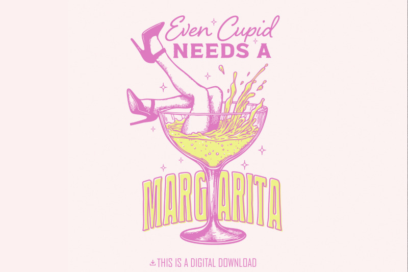 even-cupid-needs-a-margarita-png-retro-valentine-png-disco-ball-png