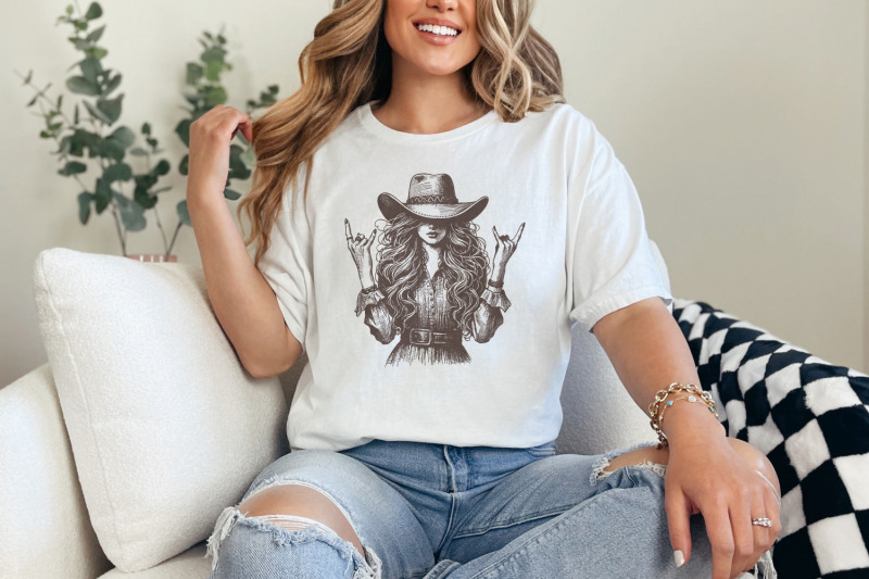 cowgirl-png-sublimation-design-trendy-png-vintage-png-rocker-png