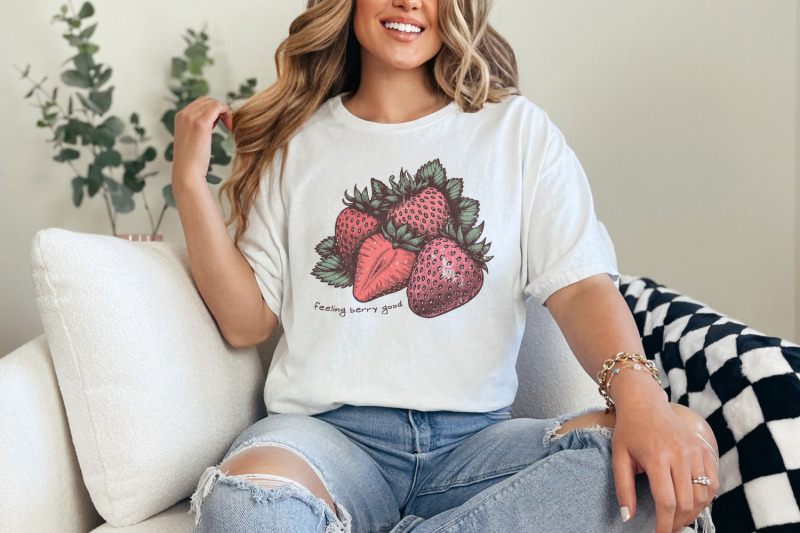 feeling-berry-good-png-strawberry-png-retro-png-shirt-design-vinta