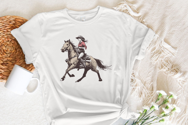cowgirl-western-png-vintage-illustration-png-retro-cowgirl-boho-wra