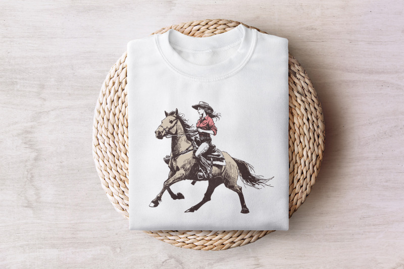 cowgirl-western-png-vintage-illustration-png-retro-cowgirl-boho-wra