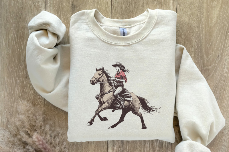 cowgirl-western-png-vintage-illustration-png-retro-cowgirl-boho-wra