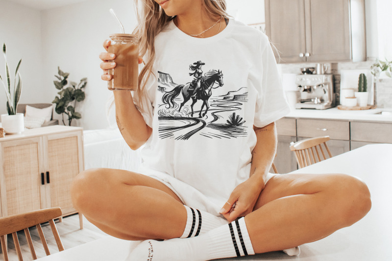 cowgirl-country-western-png-vintage-illustration-png-retro-cowgirl-b