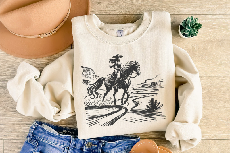 cowgirl-country-western-png-vintage-illustration-png-retro-cowgirl-b