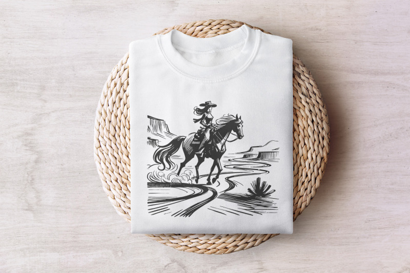 cowgirl-country-western-png-vintage-illustration-png-retro-cowgirl-b