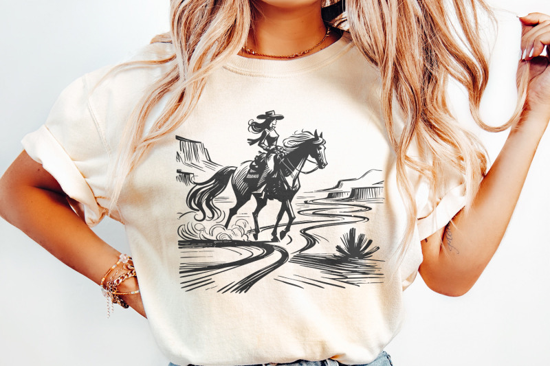 cowgirl-country-western-png-vintage-illustration-png-retro-cowgirl-b