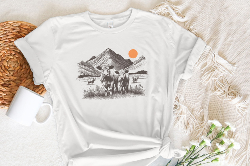 western-cattle-png-retro-cowgirl-design-bohemian-western-art-cow-wr