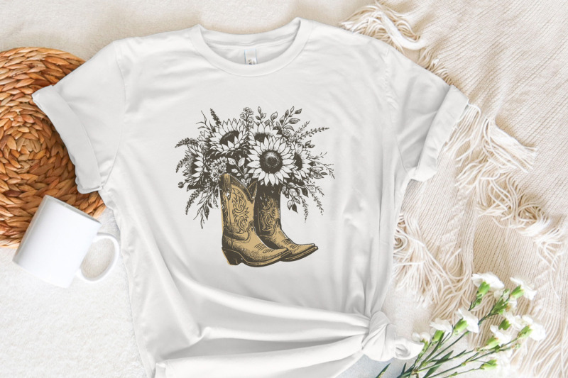 sunflower-cowgirl-boots-png-png-retro-cowgirl-boot-clipart-vintage-f