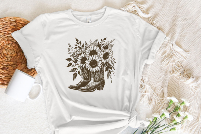 sunflower-cowboy-boots-png-png-retro-cowgirl-boot-clipart-vintage-fl