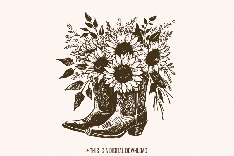 sunflower-cowboy-boots-png-png-retro-cowgirl-boot-clipart-vintage-fl