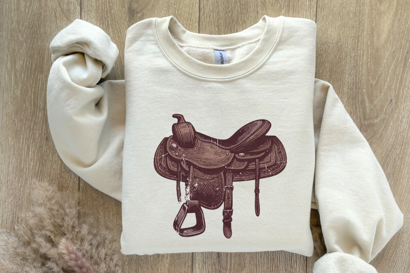 western-saddle-png-vintage-western-png-cowgirl-shirt-print-retro-we