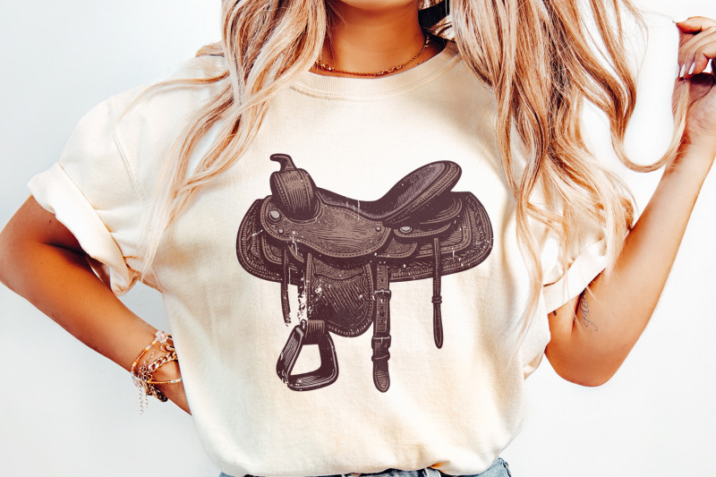 western-saddle-png-vintage-western-png-cowgirl-shirt-print-retro-we