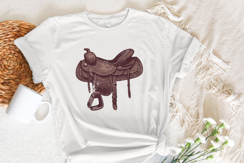 western-saddle-png-vintage-western-png-cowgirl-shirt-print-retro-we